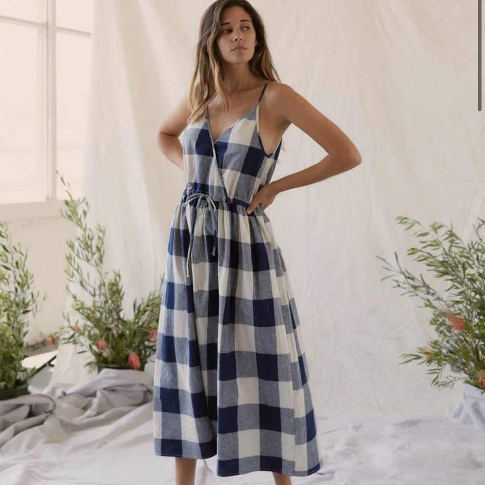 Christy Dawn Blue and White Gingham Maxi Dress